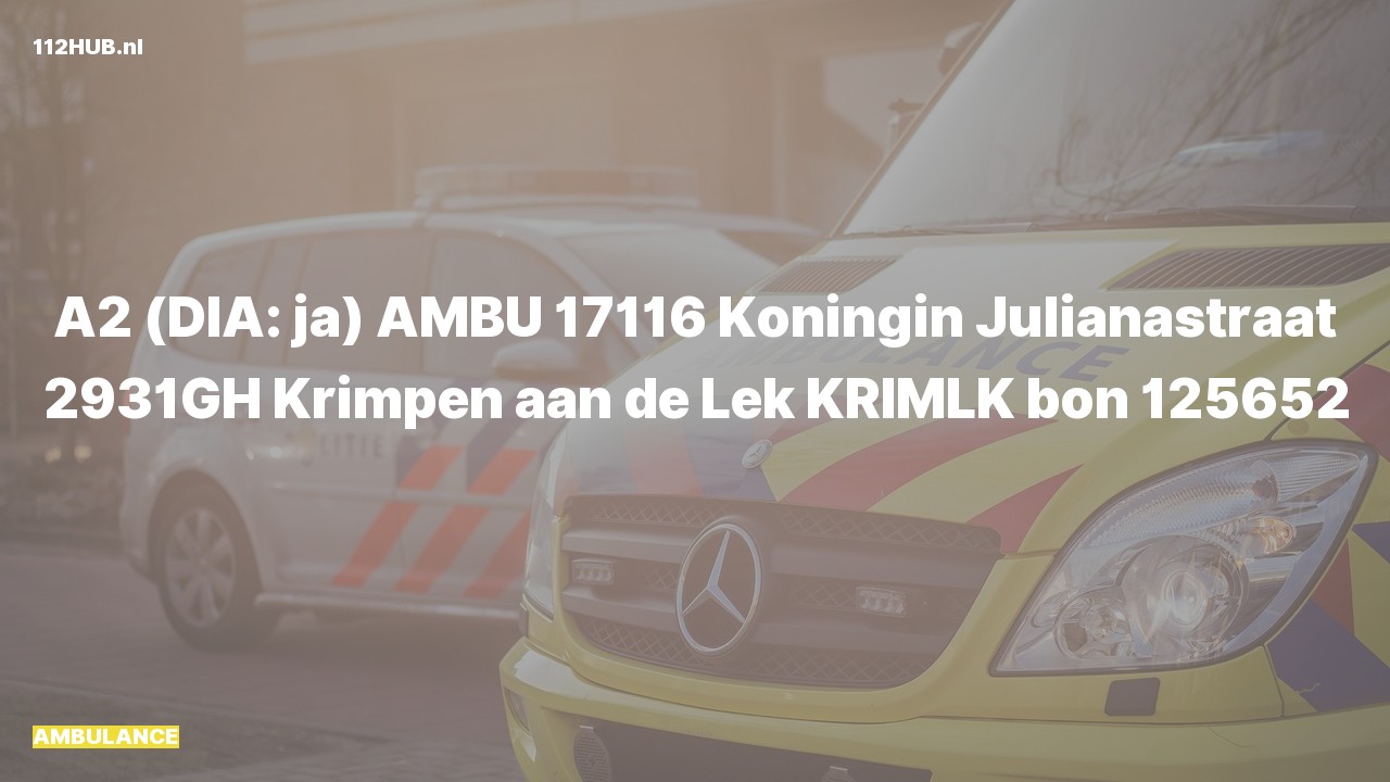 Deelafbeelding voor Ambulance met gepaste spoed naar de Koningin Julianastraat in Krimpen aan de Lek.