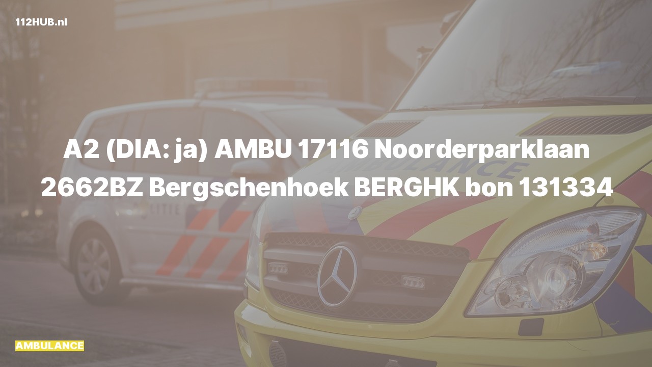 Deelafbeelding voor Ambulance met gepaste spoed naar de Noorderparklaan in Bergschenhoek.