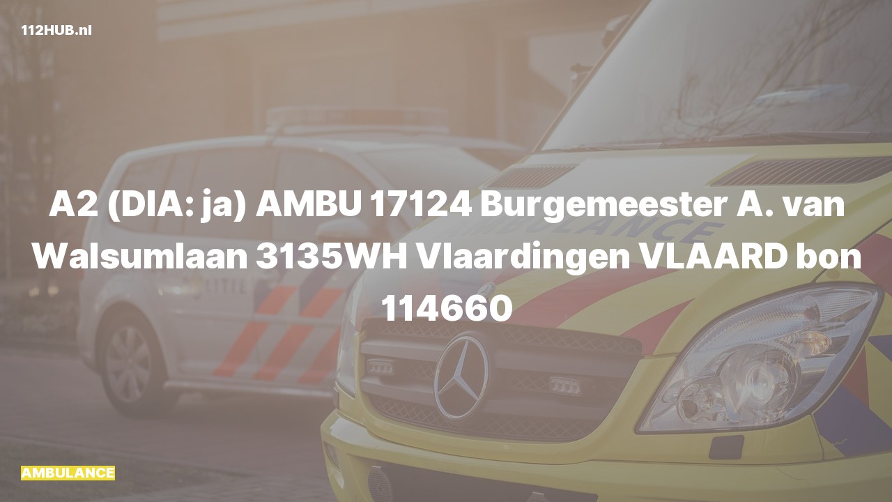 Deelafbeelding voor Ambulance met gepaste spoed naar de Burgemeester A. van Walsumlaan in Vlaardingen.