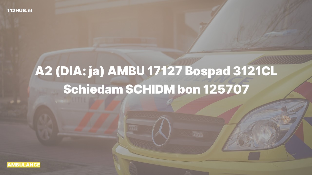 Deelafbeelding voor Ambulance met gepaste spoed naar de Bospad in Schiedam.