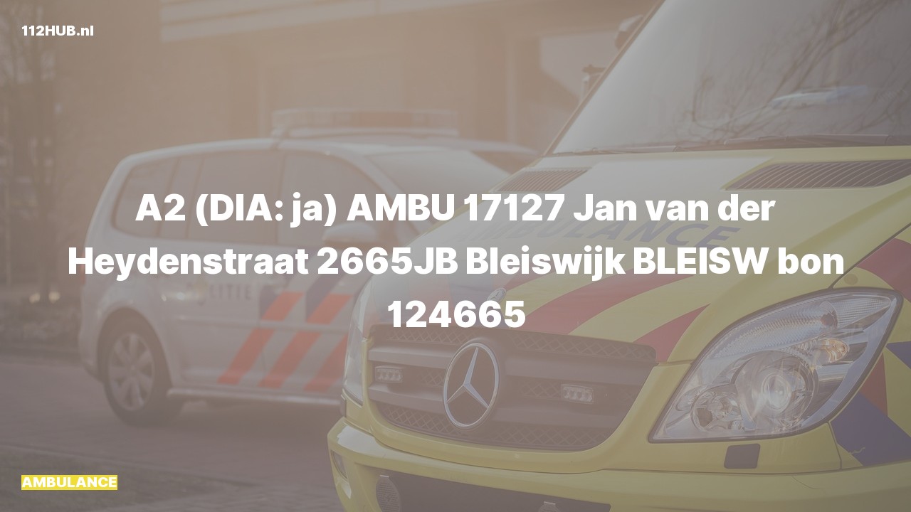 Deelafbeelding voor Ambulance met gepaste spoed naar de Jan van der Heydenstraat in Bleiswijk.