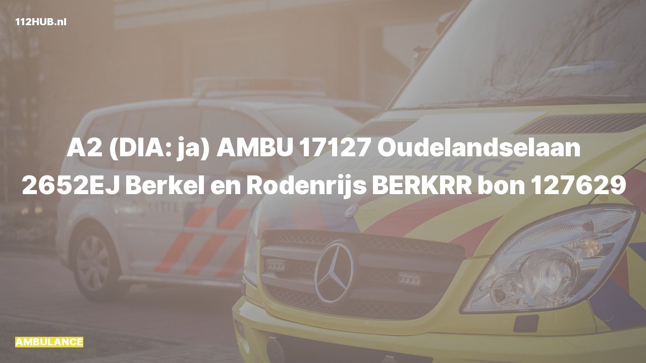 Deelafbeelding voor Ambulance met gepaste spoed naar de Oudelandselaan in Berkel en Rodenrijs.