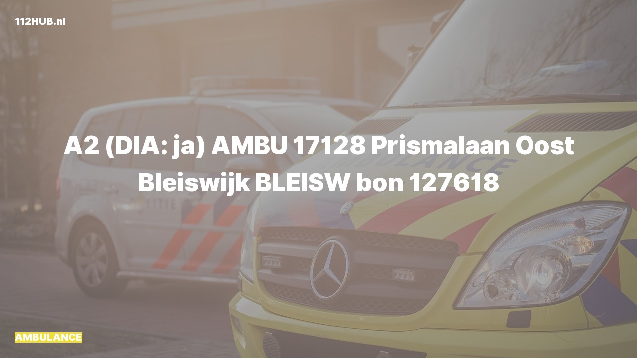 Deelafbeelding voor Ambulance met gepaste spoed naar de Prismalaan Oost in Bleiswijk.