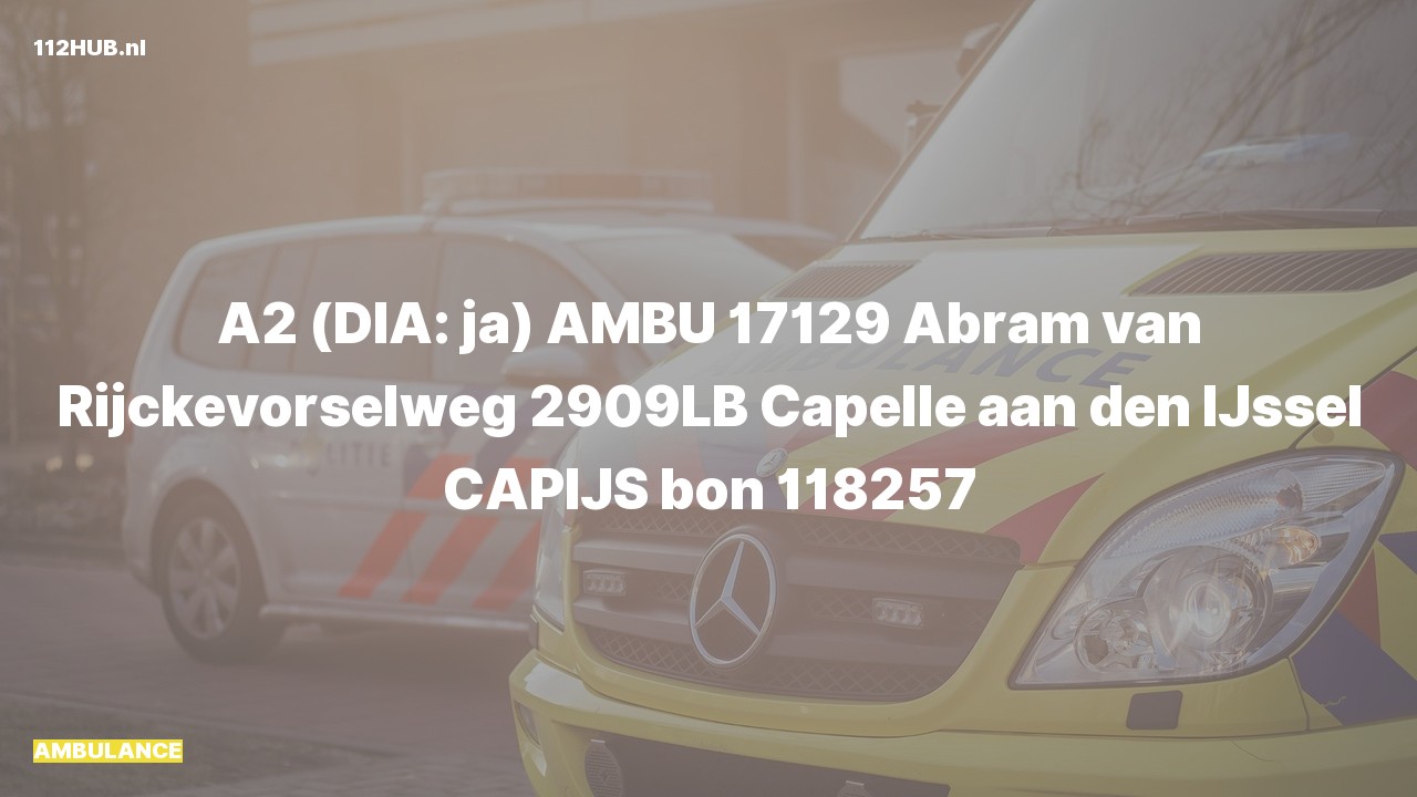 Deelafbeelding voor Ambulance met gepaste spoed naar de Abram van Rijckevorselweg in Capelle aan den IJssel.