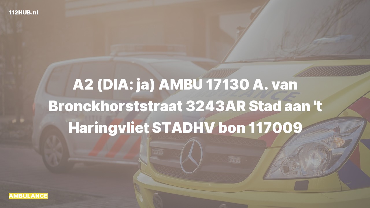 Deelafbeelding voor Ambulance met gepaste spoed naar de A. van Bronckhorststraat in Stad aan 't Haringvliet.