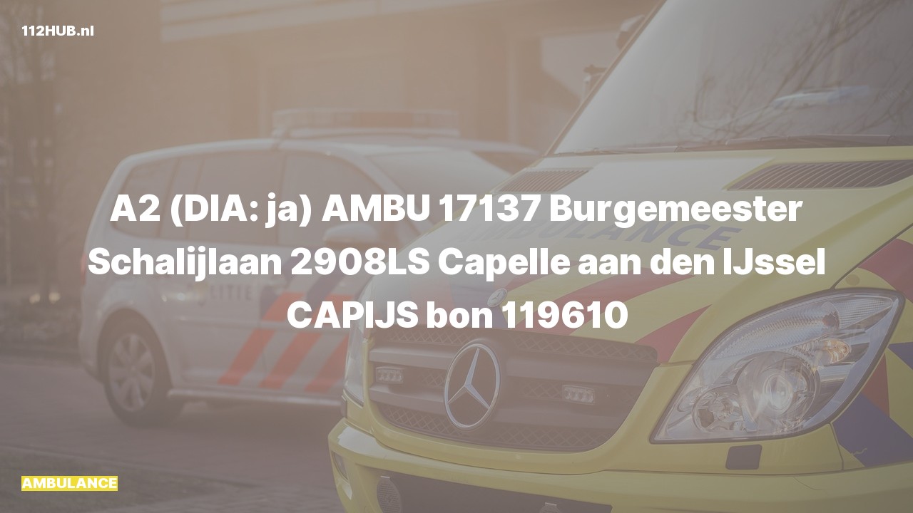 Deelafbeelding voor Ambulance met gepaste spoed naar de Burgemeester Schalijlaan in Capelle aan den IJssel.
