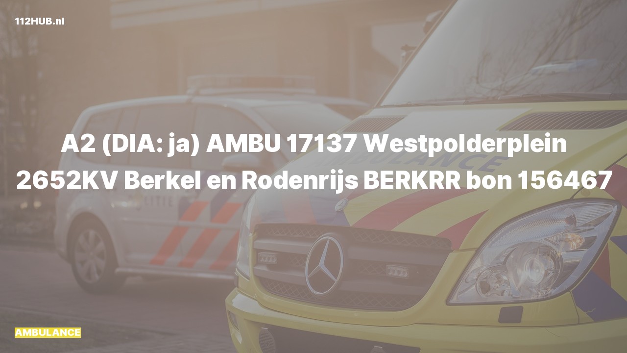 Deelafbeelding voor De ambulance is met gepaste spoed uitgerukt naar de Westpolderplein in Berkel en Rodenrijs
