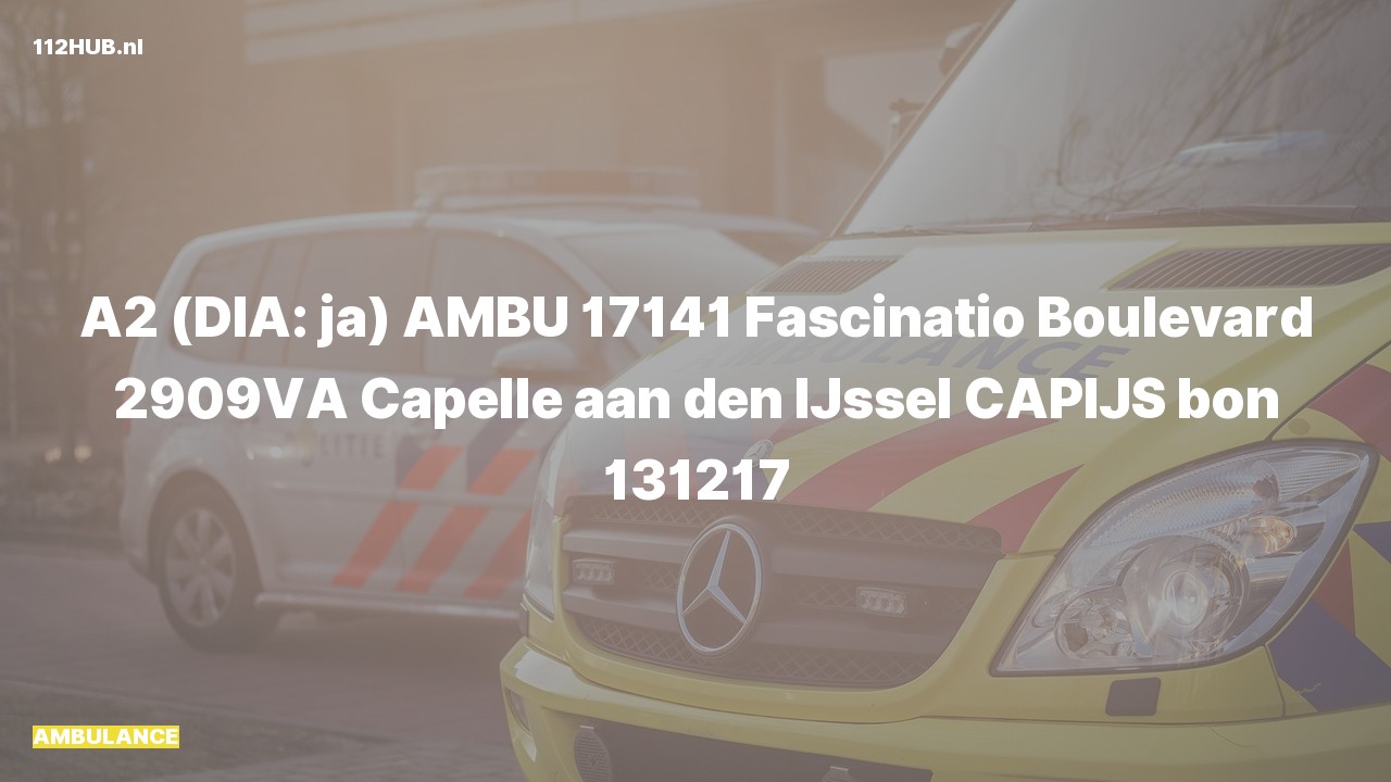 Deelafbeelding voor Ambulance met gepaste spoed naar de Fascinatio Boulevard in Capelle aan den IJssel.