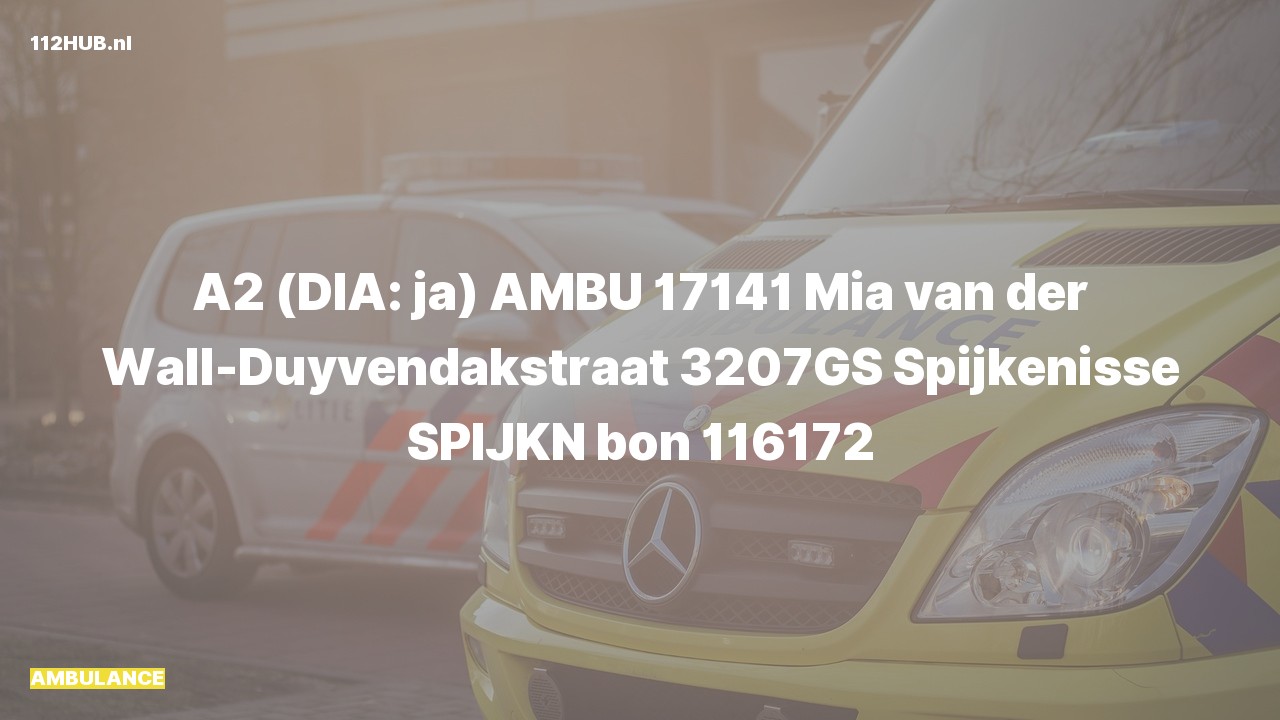Deelafbeelding voor Ambulance met gepaste spoed naar de Mia van der Wall-Duyvendakstraat in Spijkenisse.