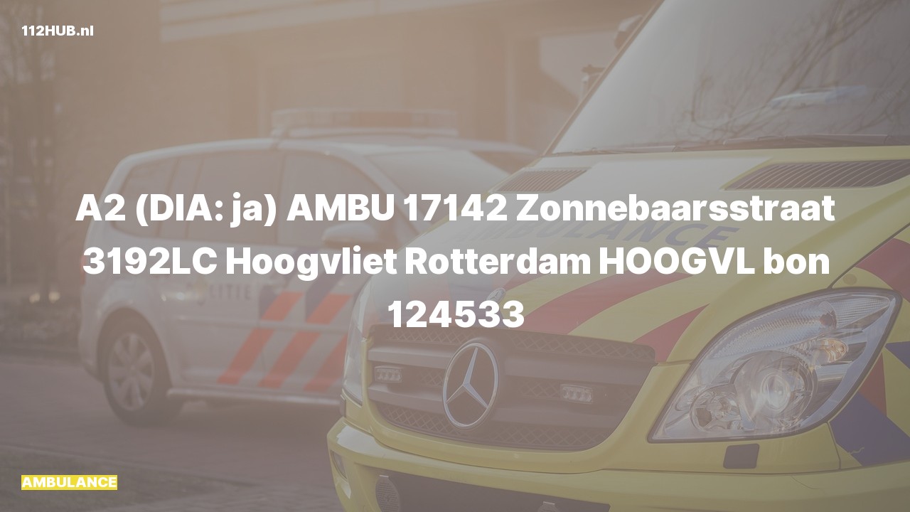 Deelafbeelding voor Ambulance met gepaste spoed naar de Zonnebaarsstraat in Hoogvliet Rotterdam.