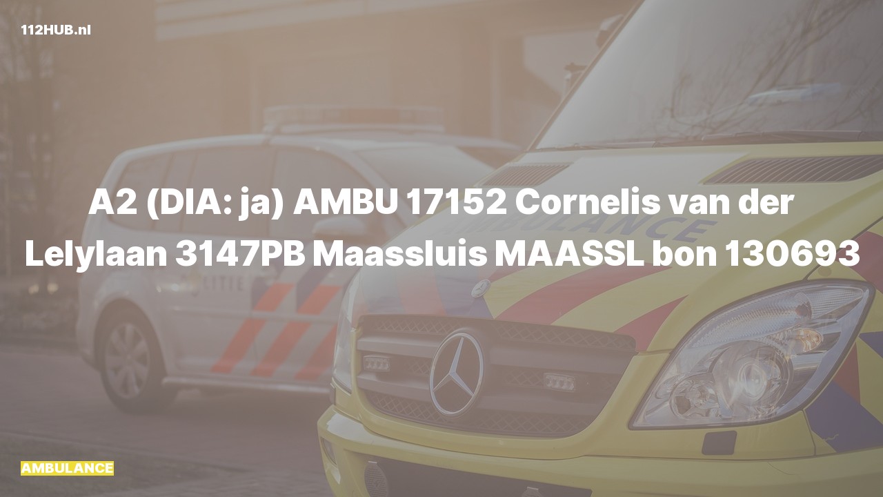 Deelafbeelding voor Ambulance met gepaste spoed naar de Cornelis van der Lelylaan in Maassluis.
