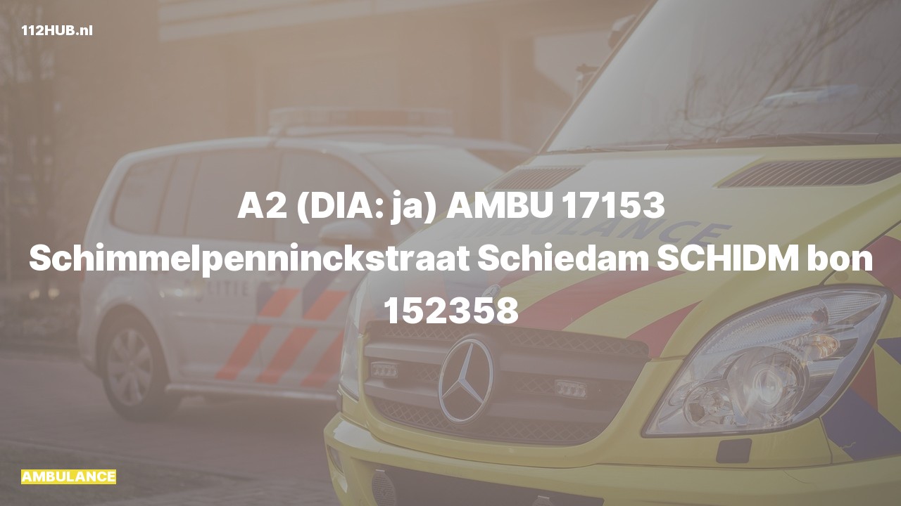 Deelafbeelding voor De ambulance is met gepaste spoed uitgerukt naar de Schimmelpenninckstraat in Schiedam