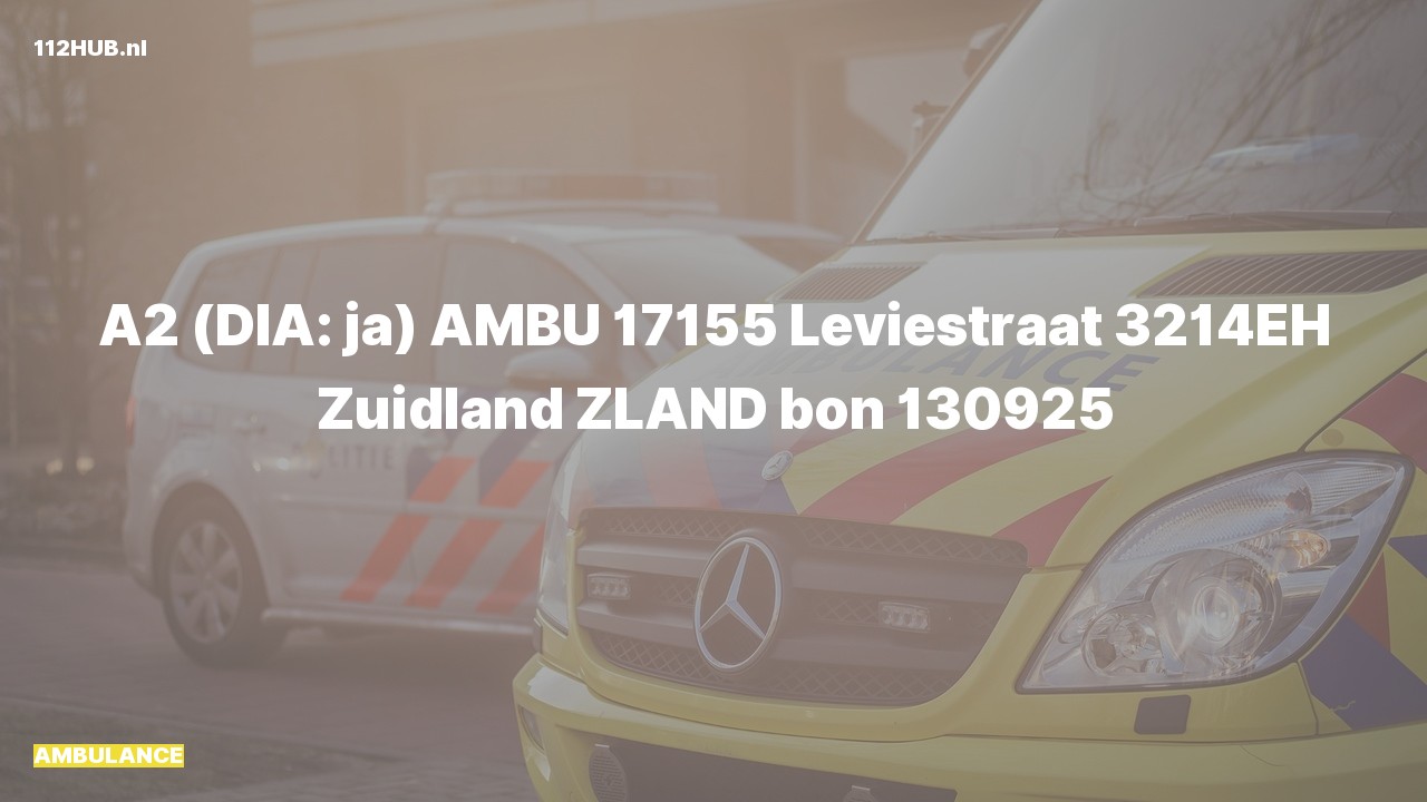 Deelafbeelding voor Ambulance met gepaste spoed naar de Leviestraat in Zuidland.