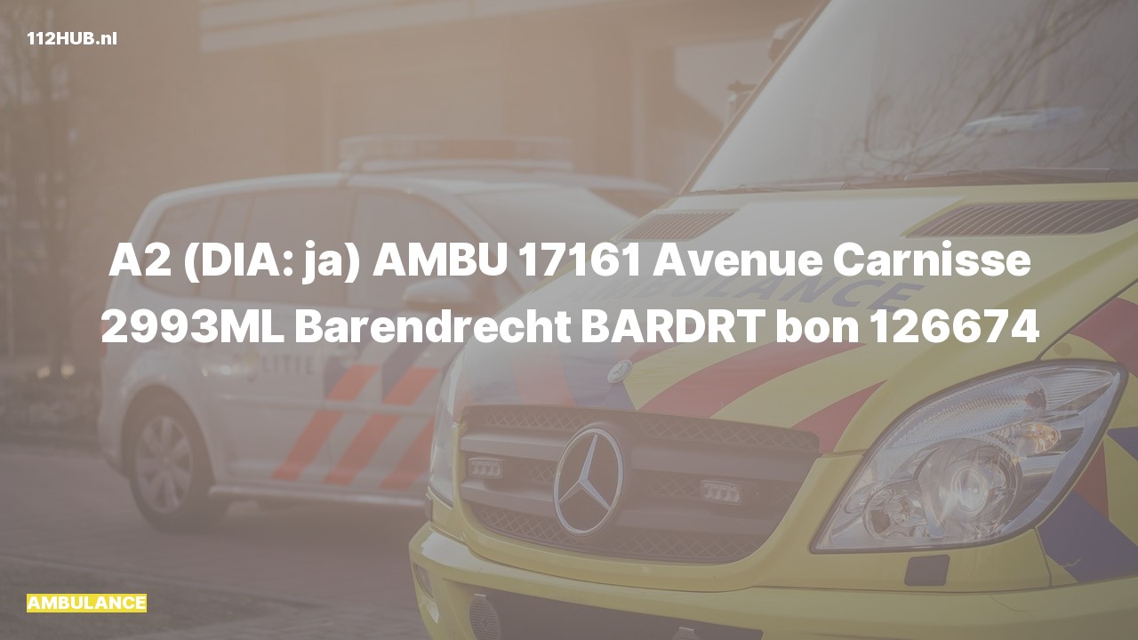 Deelafbeelding voor Ambulance met gepaste spoed naar de Avenue Carnisse in Barendrecht.