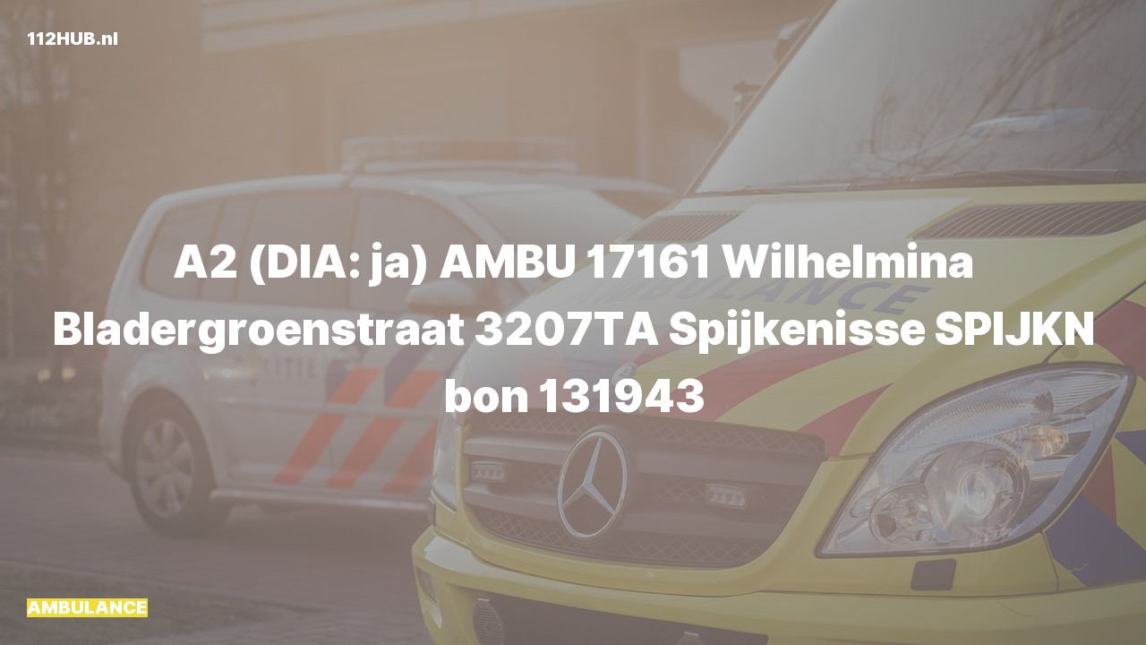 Deelafbeelding voor Ambulance met gepaste spoed naar de Wilhelmina Bladergroenstraat in Spijkenisse.