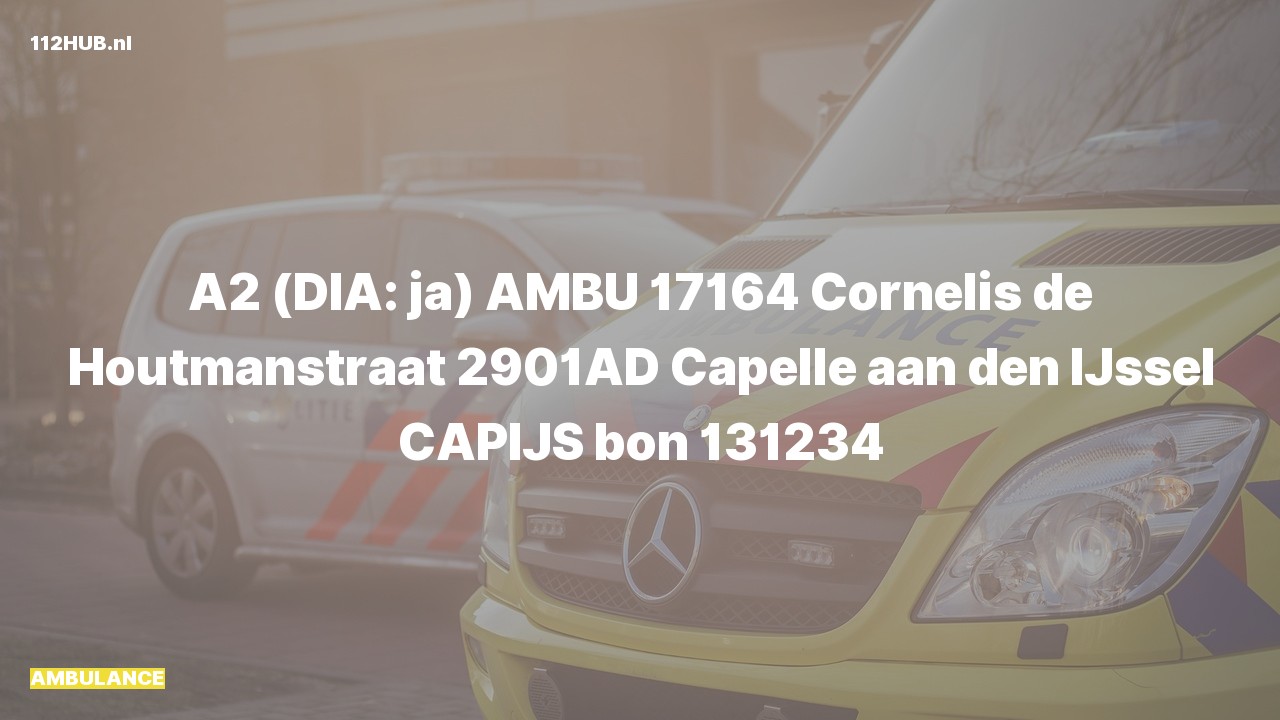 Deelafbeelding voor Ambulance met gepaste spoed naar de Cornelis de Houtmanstraat in Capelle aan den IJssel.