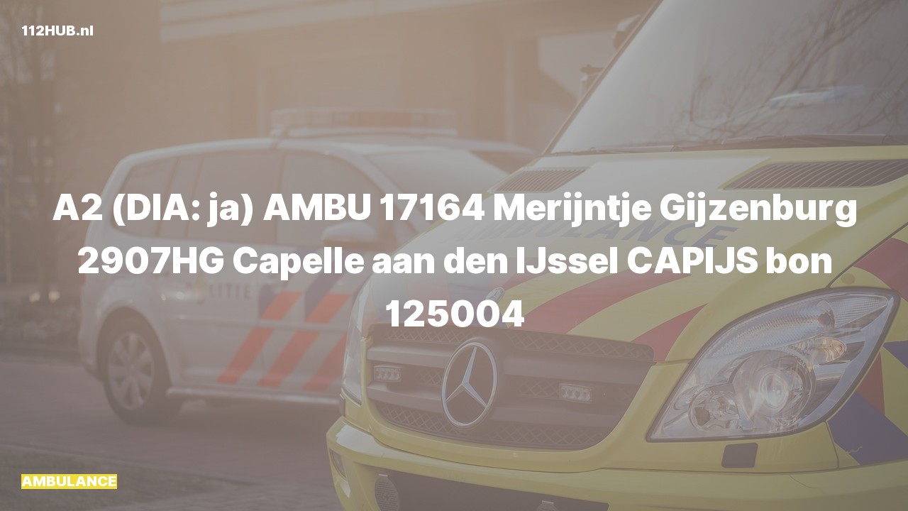 Deelafbeelding voor Ambulance met gepaste spoed naar de Merijntje Gijzenburg in Capelle aan den IJssel.