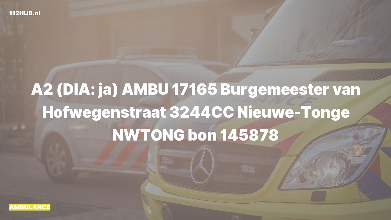 Deelafbeelding voor De ambulance is met gepaste spoed uitgerukt naar de Burgemeester van Hofwegenstraat in Nieuwe-Tonge