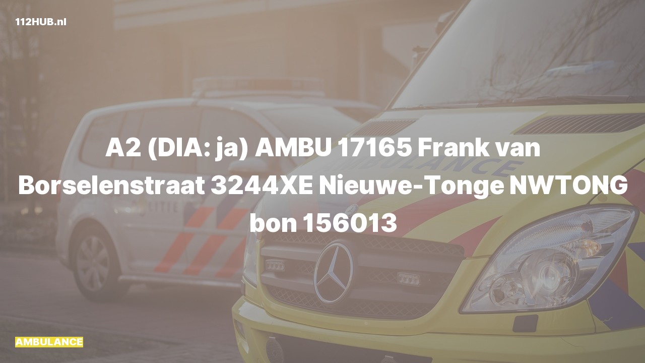 Deelafbeelding voor De ambulance is met gepaste spoed uitgerukt naar de Frank van Borselenstraat in Nieuwe-Tonge