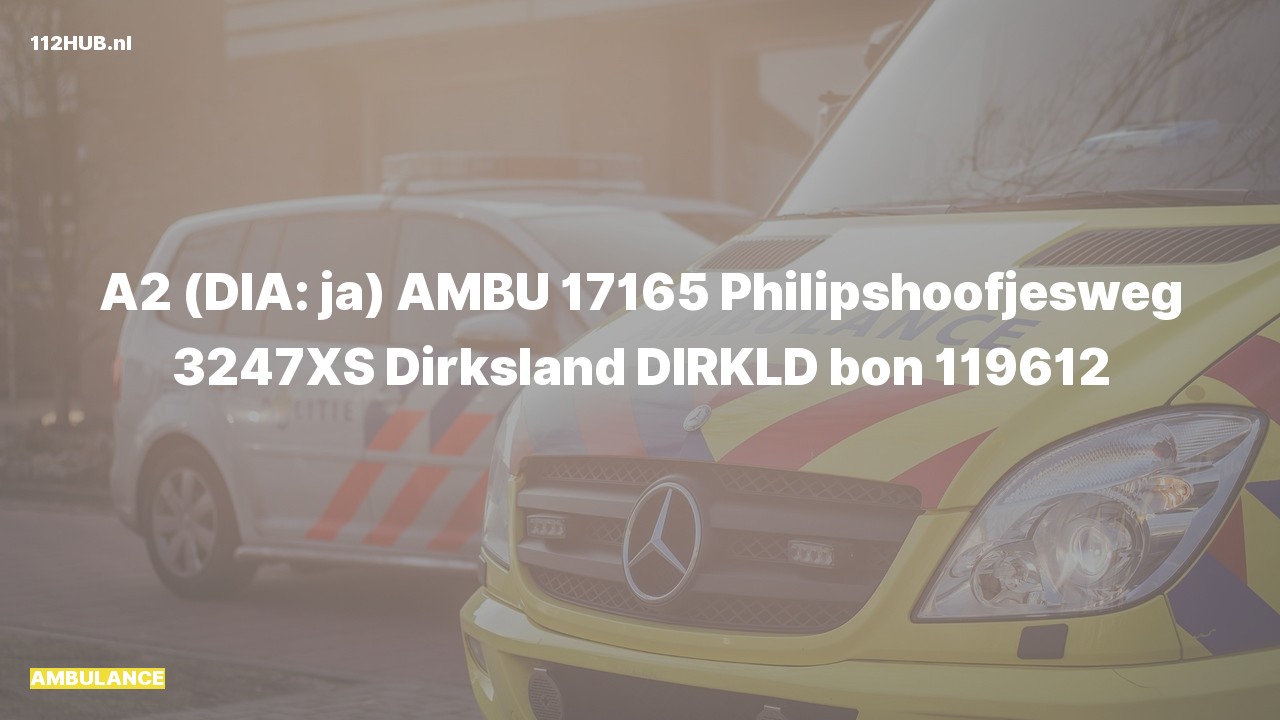 Deelafbeelding voor Ambulance met gepaste spoed naar de Philipshoofjesweg in Dirksland.