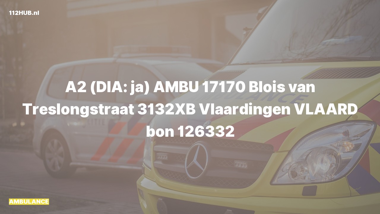 Deelafbeelding voor Ambulance met gepaste spoed naar de Blois van Treslongstraat in Vlaardingen.