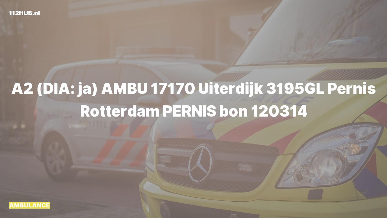 Deelafbeelding voor Ambulance met gepaste spoed naar de Uiterdijk in Pernis Rotterdam.