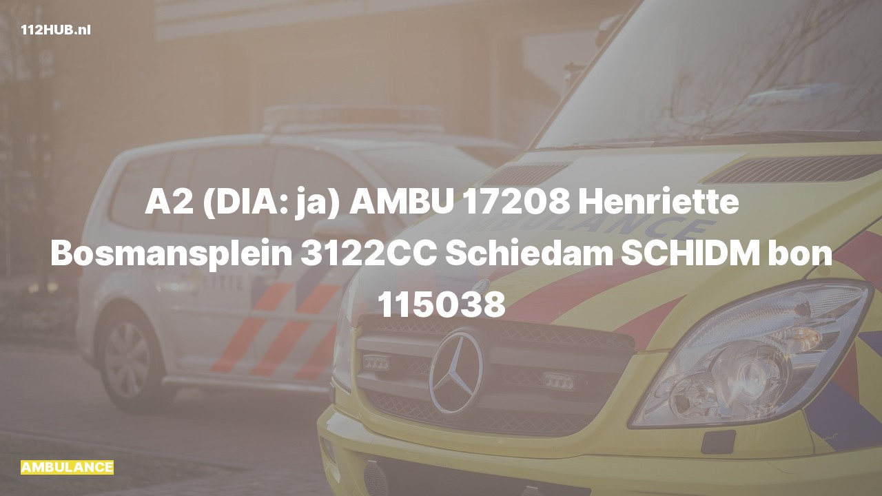 Deelafbeelding voor Ambulance met gepaste spoed naar de Henriëtte Bosmansplein in Schiedam.