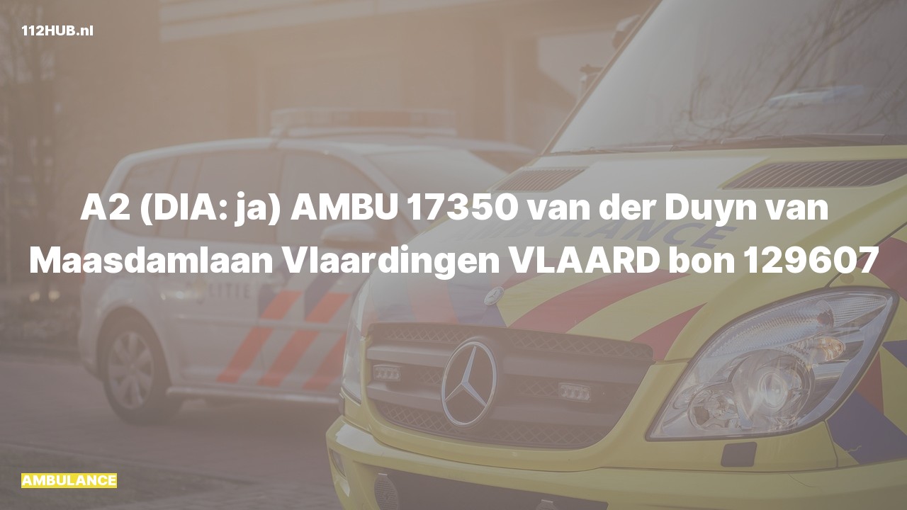 Deelafbeelding voor Ambulance met gepaste spoed naar de van der Duyn van Maasdamlaan in Vlaardingen.