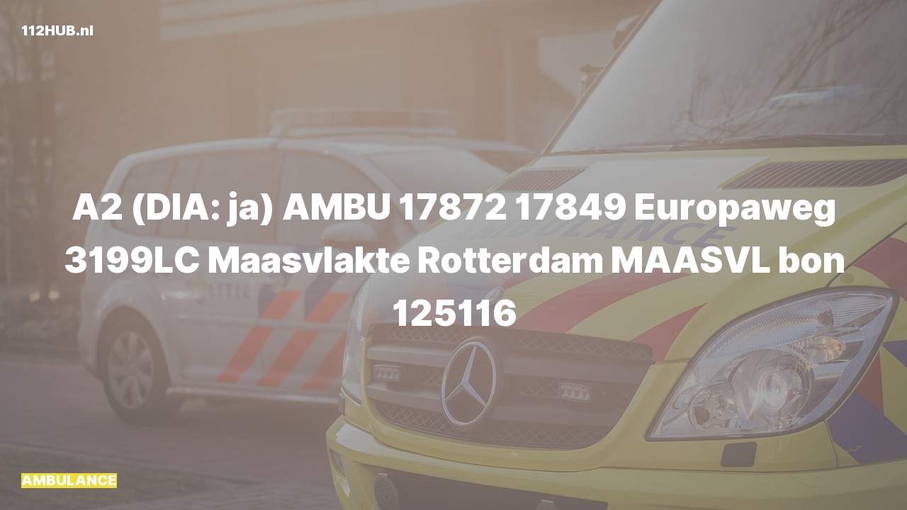 Deelafbeelding voor Ambulance met gepaste spoed naar de Europaweg in Maasvlakte Rotterdam.