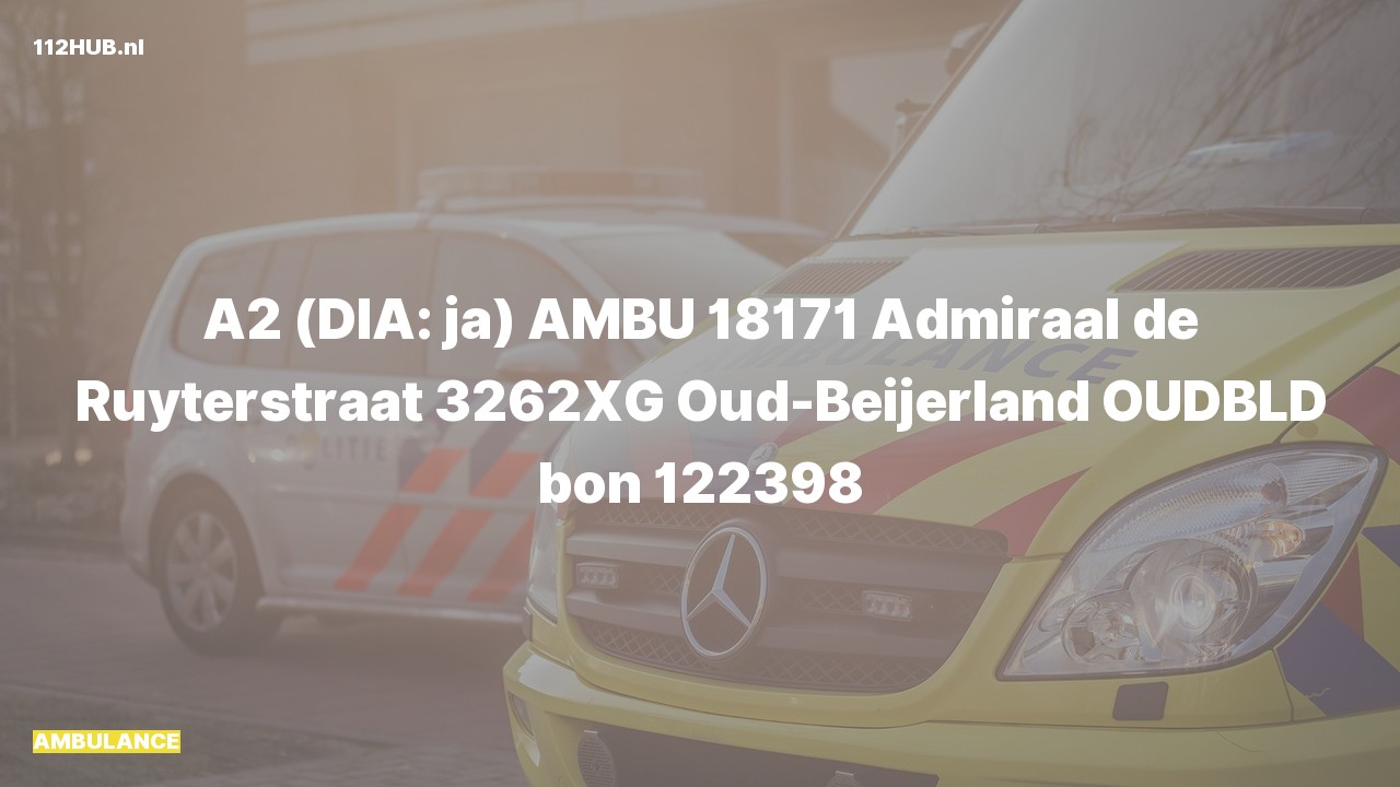Deelafbeelding voor Ambulance met gepaste spoed naar de Admiraal de Ruyterstraat in Oud-Beijerland.
