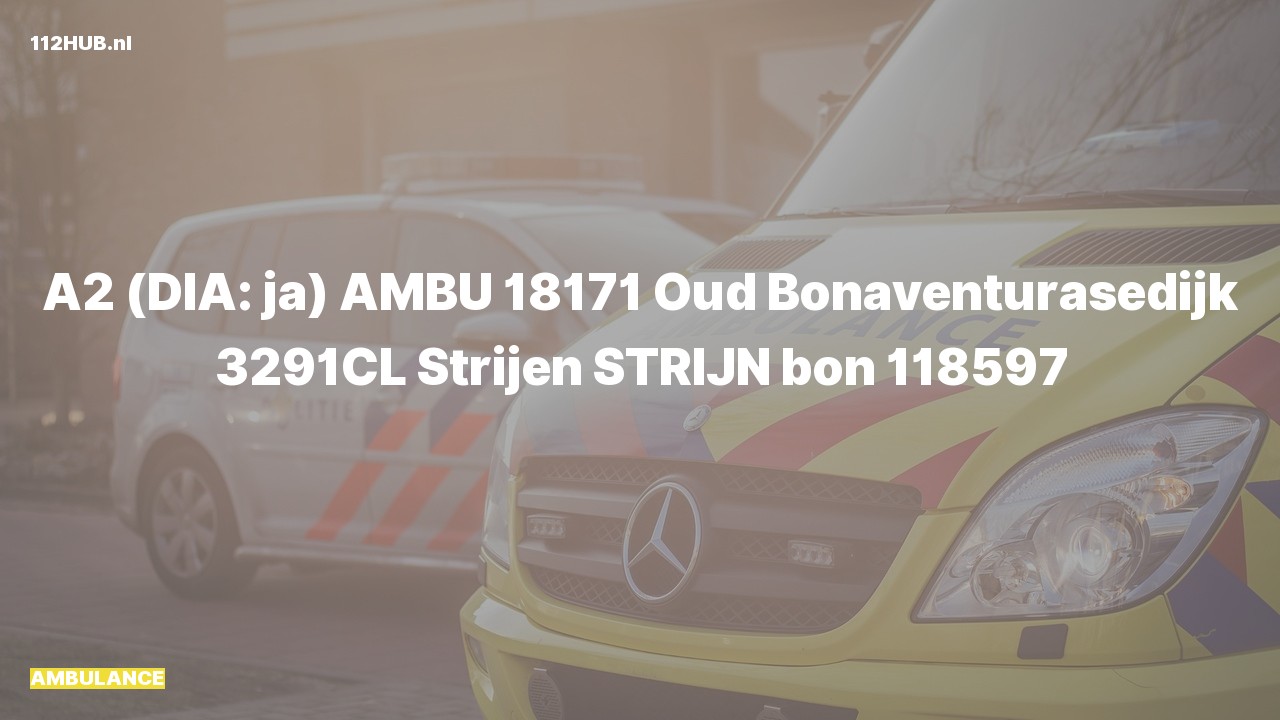 Deelafbeelding voor Ambulance met gepaste spoed naar de Oud Bonaventurasedijk in Strijen.