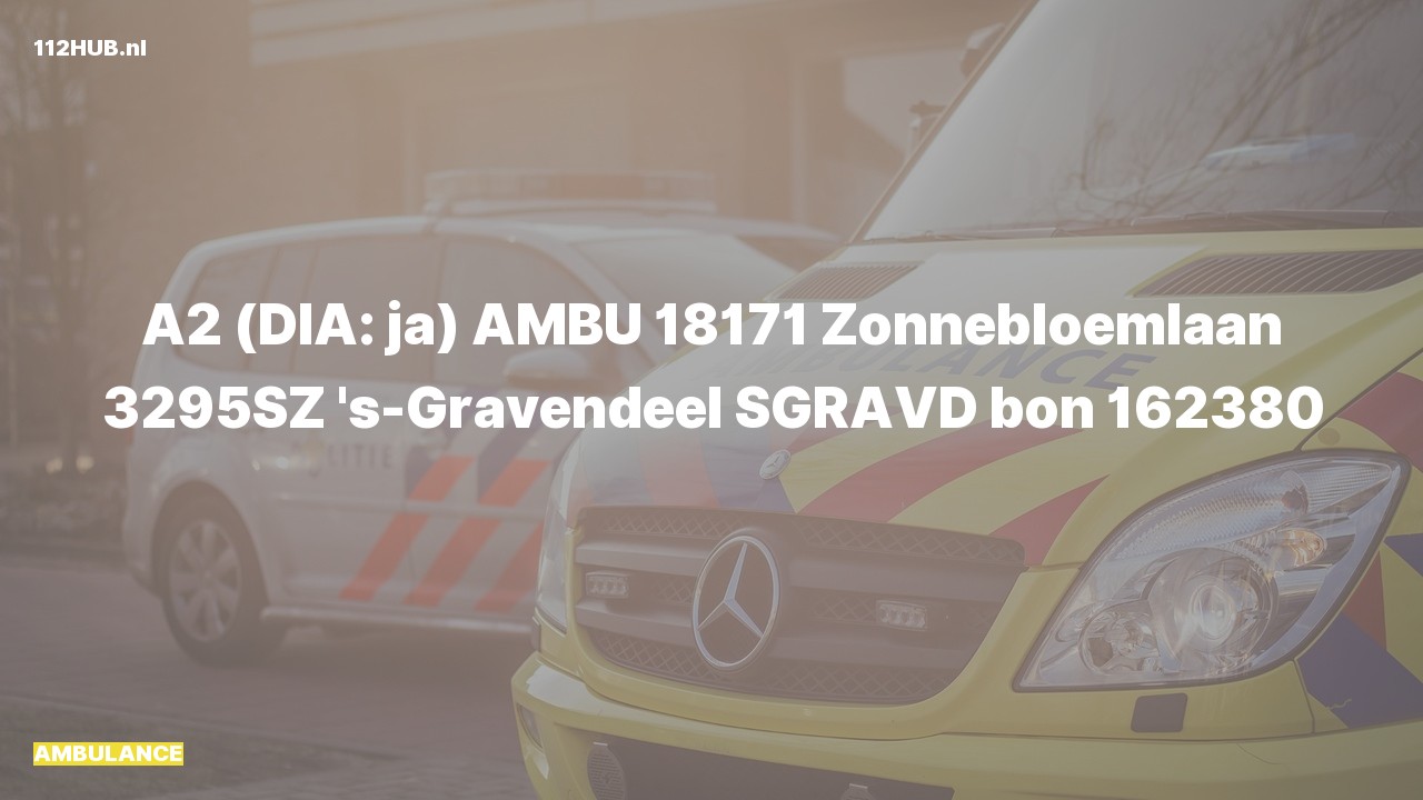 Deelafbeelding voor De ambulance is met gepaste spoed uitgerukt naar de Zonnebloemlaan in 's-Gravendeel