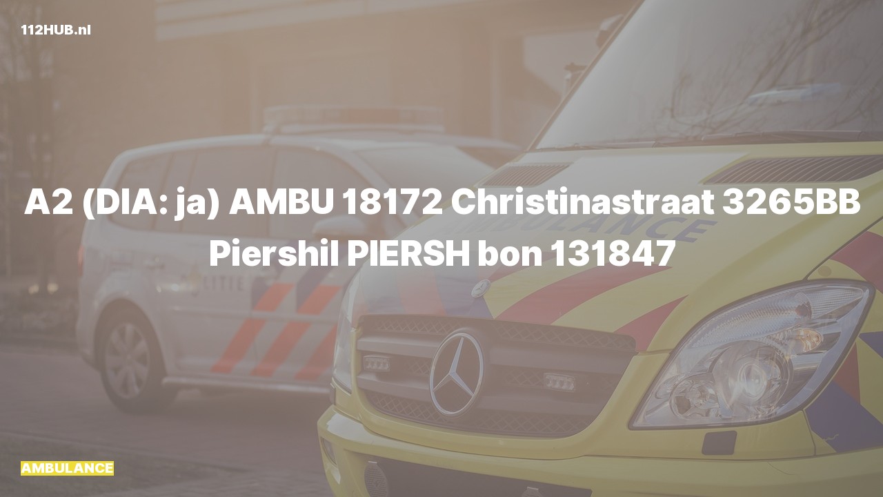 Deelafbeelding voor Ambulance met gepaste spoed naar de Christinastraat in Piershil.