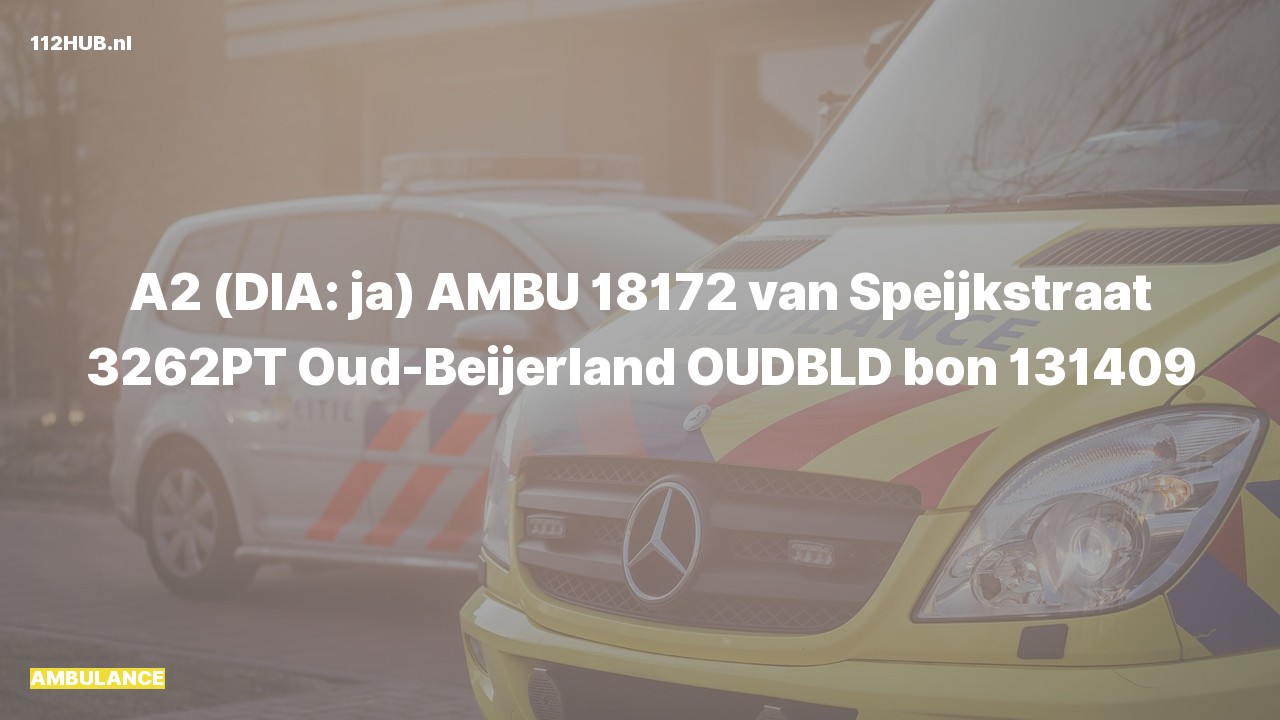 Deelafbeelding voor Ambulance met gepaste spoed naar de van Speijkstraat in Oud-Beijerland.