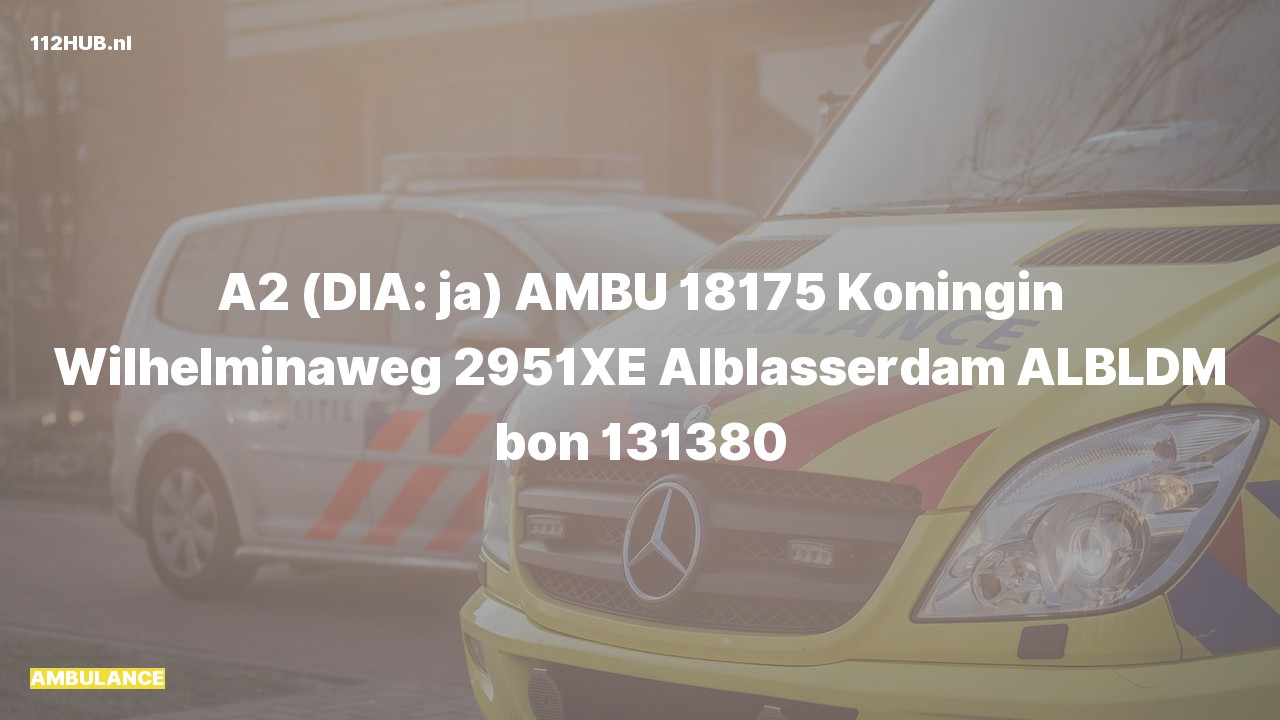 Deelafbeelding voor Ambulance met gepaste spoed naar de Koningin Wilhelminaweg in Alblasserdam.