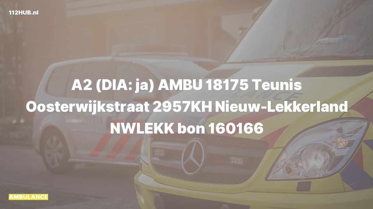 Deelafbeelding voor De ambulance is met gepaste spoed uitgerukt naar de Teunis Oosterwijkstraat in Nieuw-Lekkerland