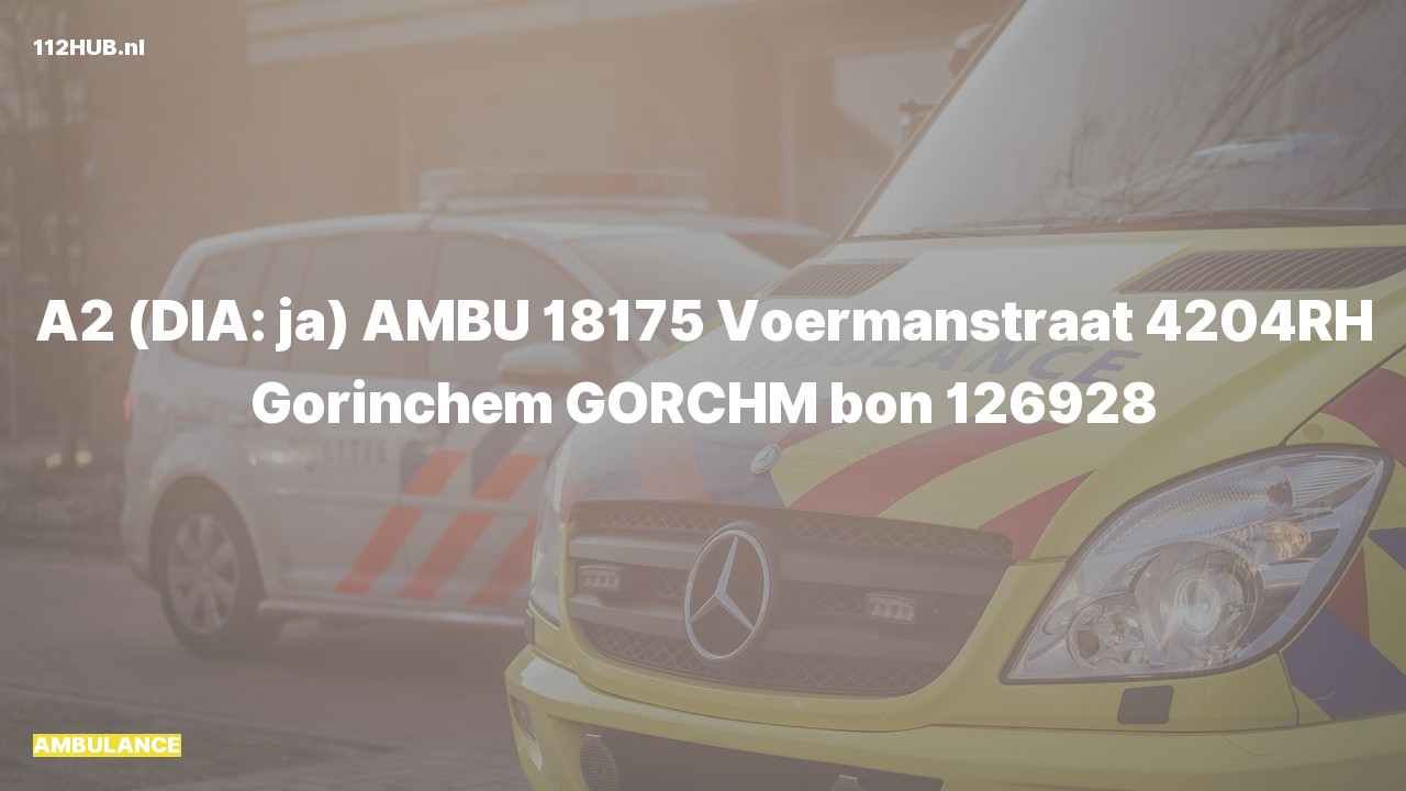 Deelafbeelding voor Ambulance met gepaste spoed naar de Voermanstraat in Gorinchem.