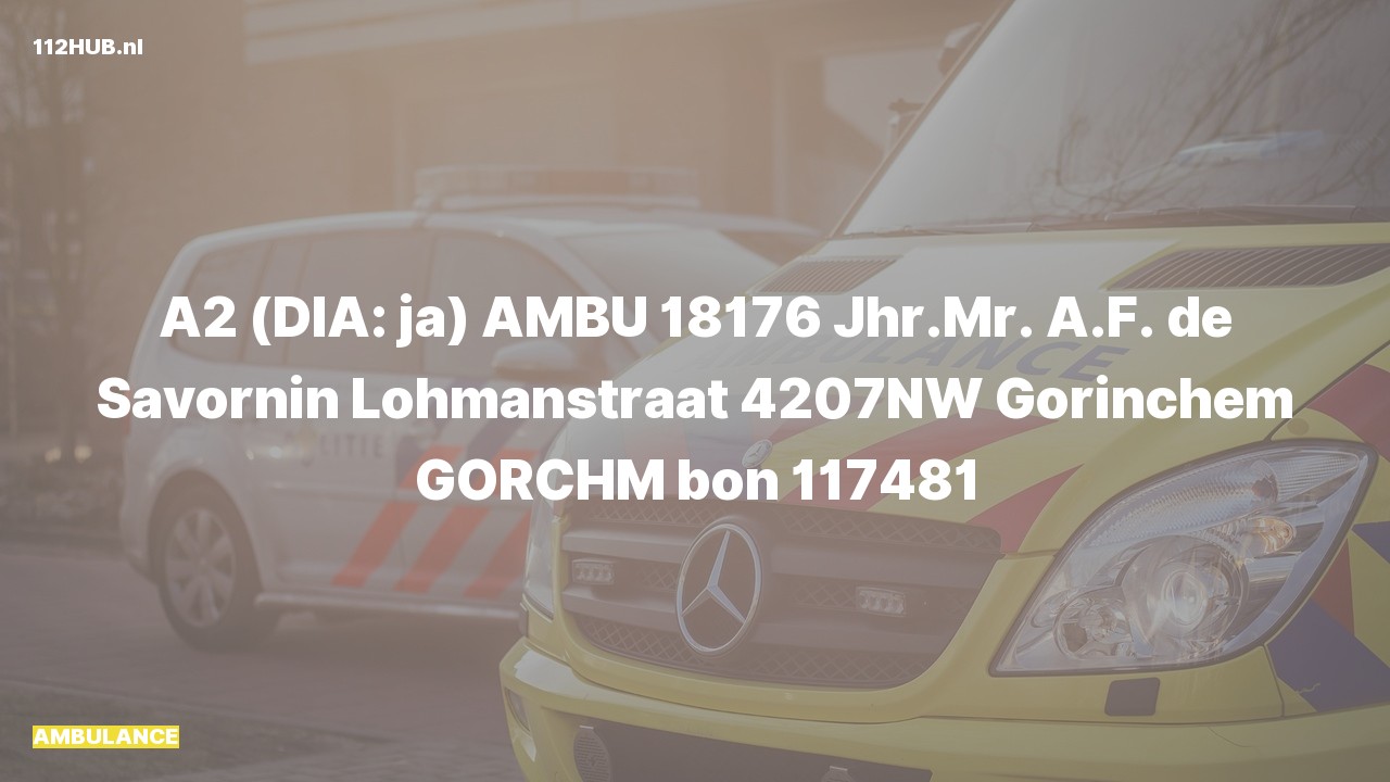 Deelafbeelding voor Ambulance met gepaste spoed naar de Jhr.Mr. A.F. de Savornin Lohmanstraat in Gorinchem.