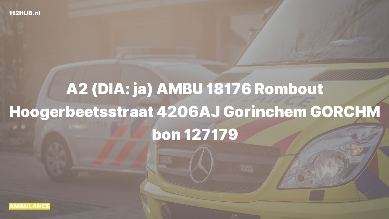 Deelafbeelding voor Ambulance met gepaste spoed naar de Rombout Hoogerbeetsstraat in Gorinchem.