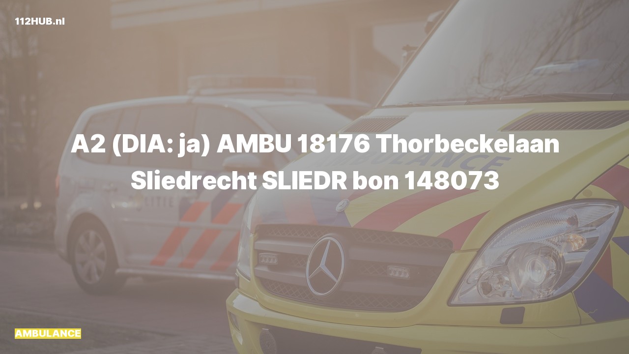 Deelafbeelding voor De ambulance is met gepaste spoed uitgerukt naar de Thorbeckelaan in Sliedrecht