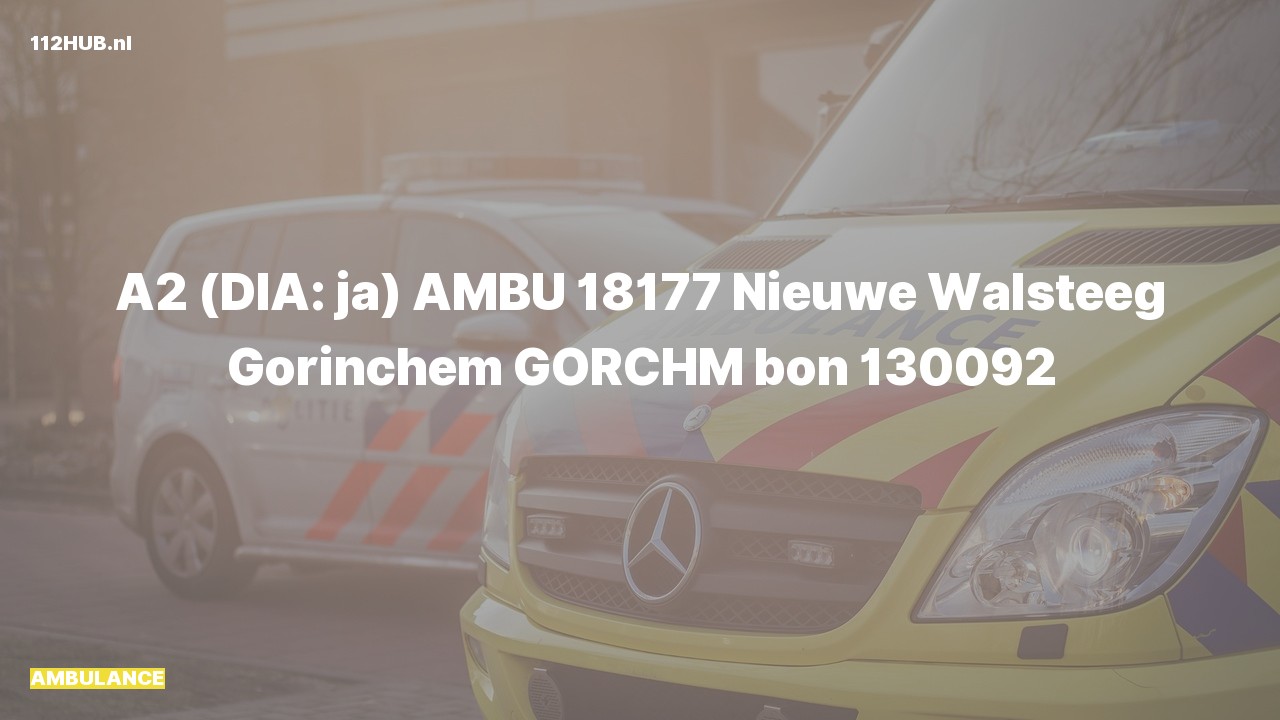 Deelafbeelding voor Ambulance met gepaste spoed naar de Nieuwe Walsteeg in Gorinchem.