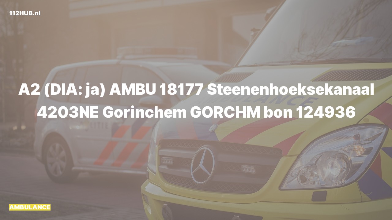 Deelafbeelding voor Ambulance met gepaste spoed naar de Steenenhoeksekanaal in Gorinchem.
