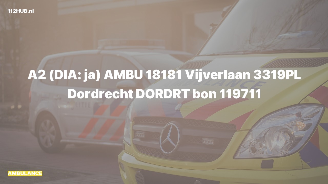 Deelafbeelding voor Ambulance met gepaste spoed naar de Vijverlaan in Dordrecht.