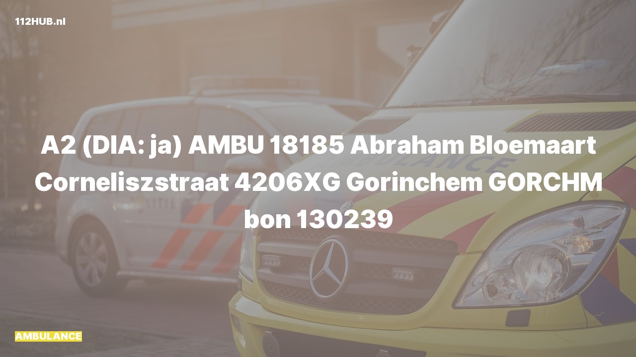 Deelafbeelding voor Ambulance met gepaste spoed naar de Abraham Bloemaart Corneliszstraat in Gorinchem.