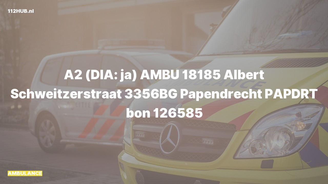 Deelafbeelding voor Ambulance met gepaste spoed naar de Albert Schweitzerstraat in Papendrecht.