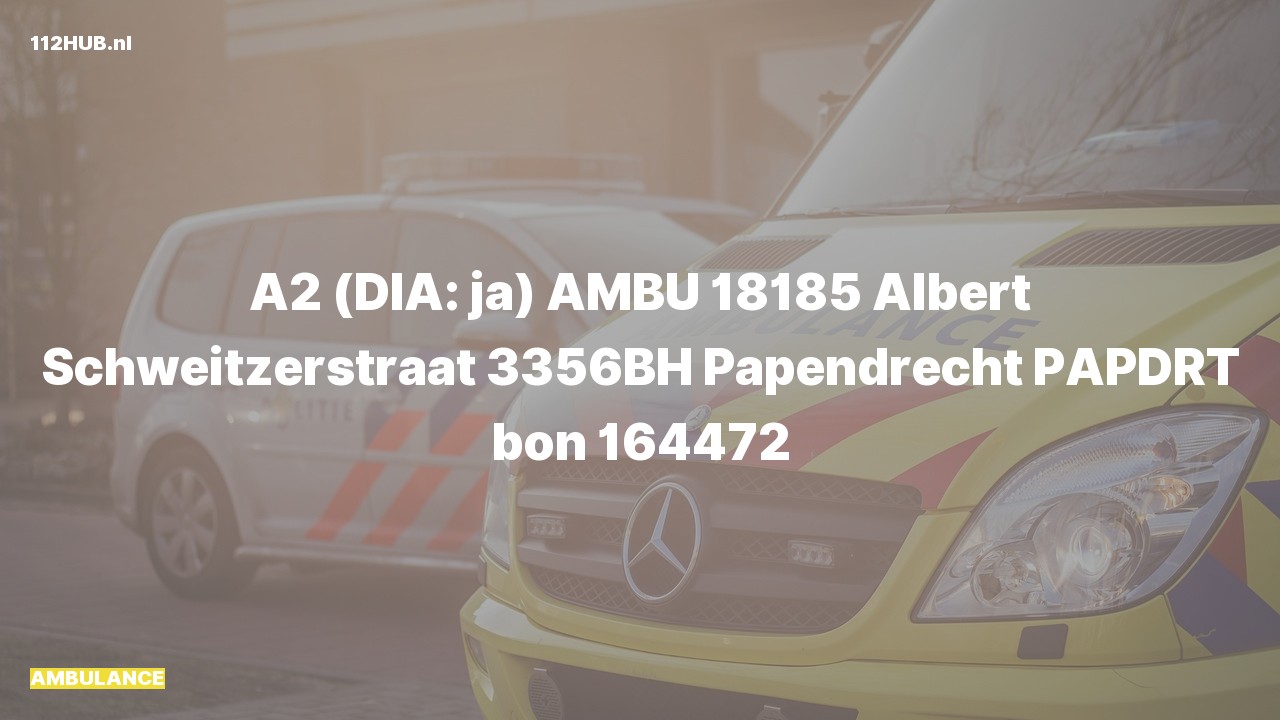 Deelafbeelding voor De ambulance is met gepaste spoed uitgerukt naar de Albert Schweitzerstraat in Papendrecht