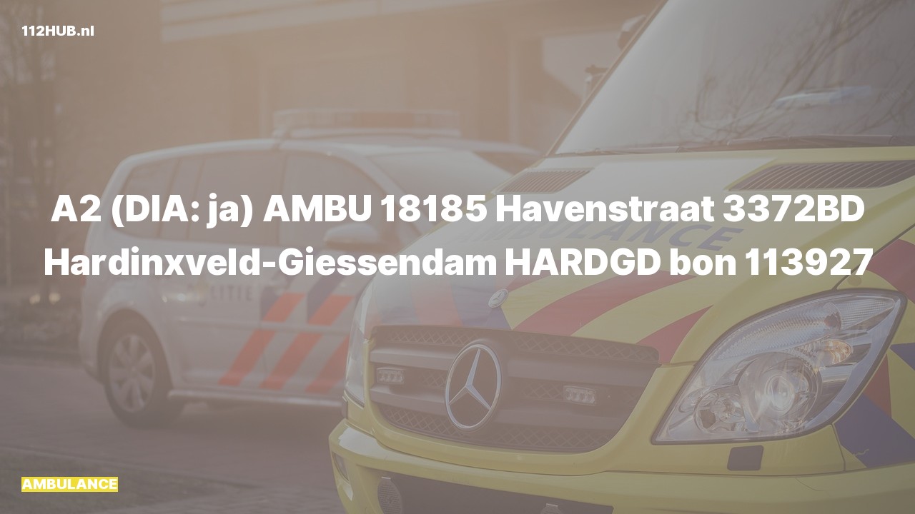Deelafbeelding voor Ambulance met gepaste spoed naar de Havenstraat in Hardinxveld-Giessendam.