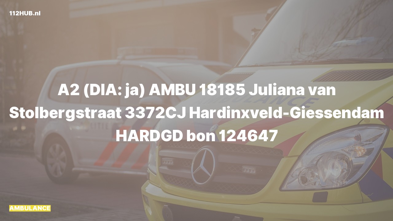Deelafbeelding voor Ambulance met gepaste spoed naar de Juliana van Stolbergstraat in Hardinxveld-Giessendam.