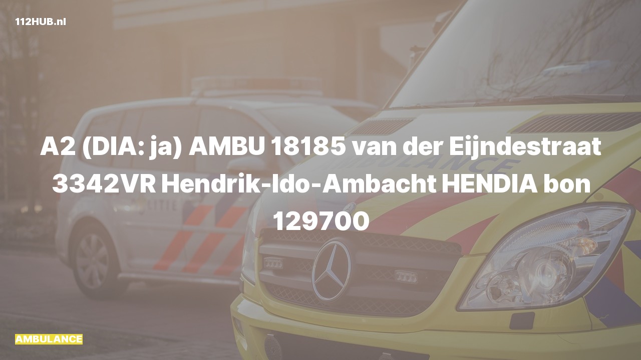 Deelafbeelding voor Ambulance met gepaste spoed naar de van der Eijndestraat in Hendrik-Ido-Ambacht.