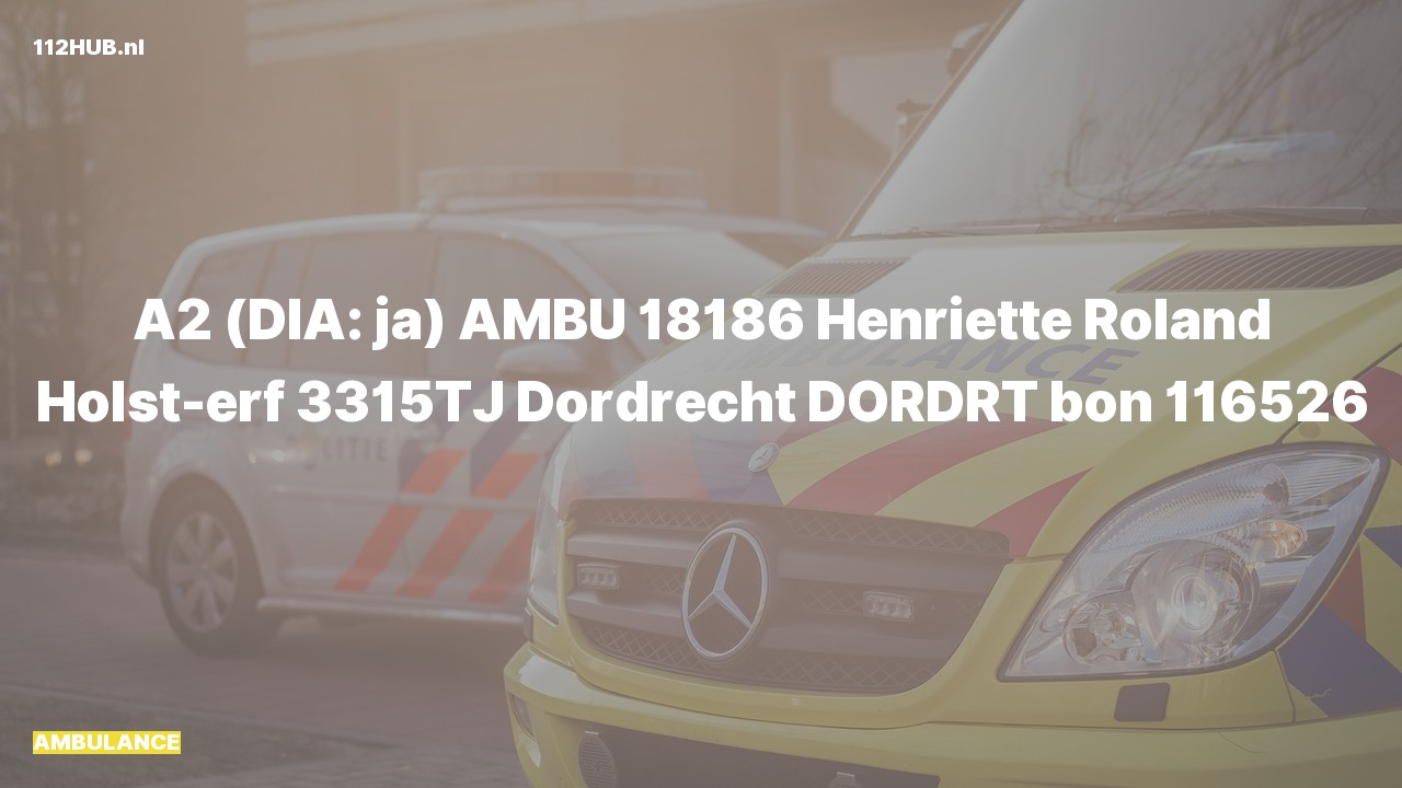 Deelafbeelding voor Ambulance met gepaste spoed naar de Henriëtte Roland Holst-erf in Dordrecht.